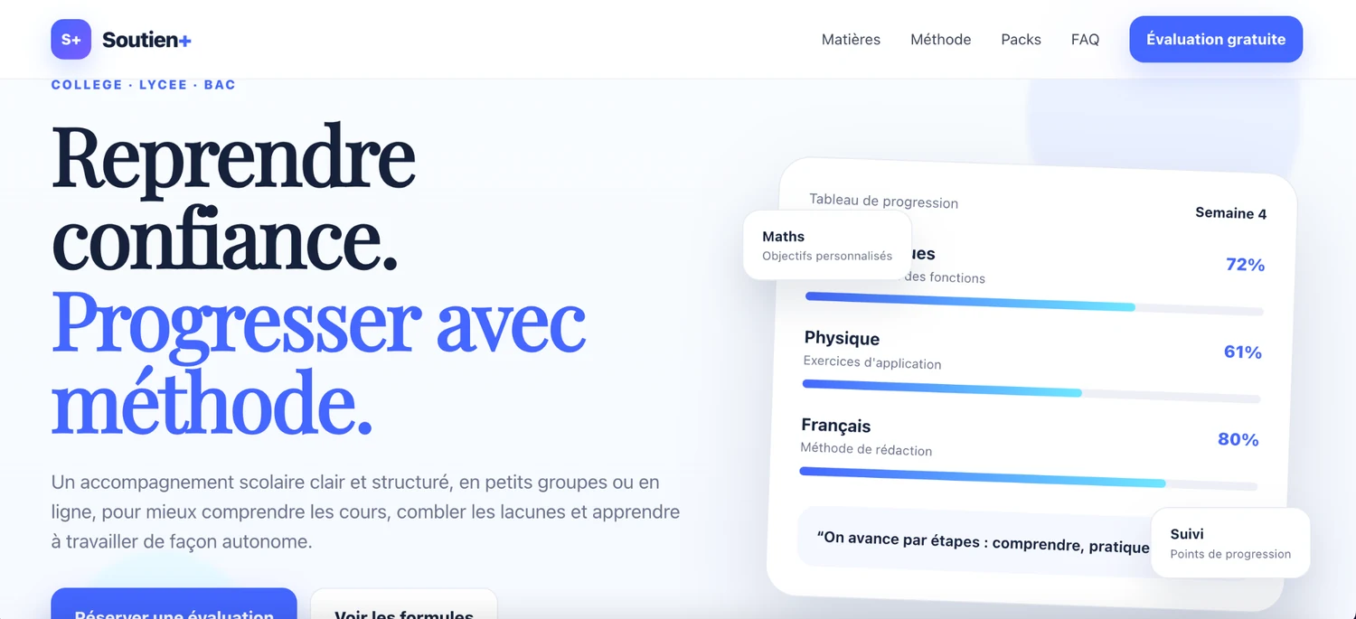 Version ordinateur — Soutien scolaire