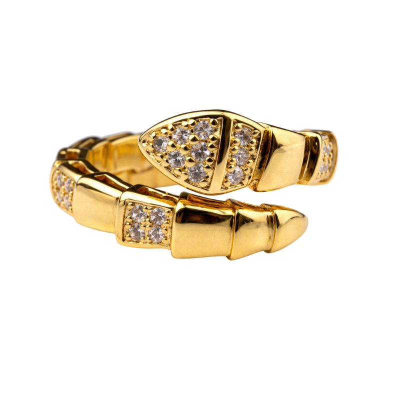 Bague Serpent Pavé – Gold – Close up