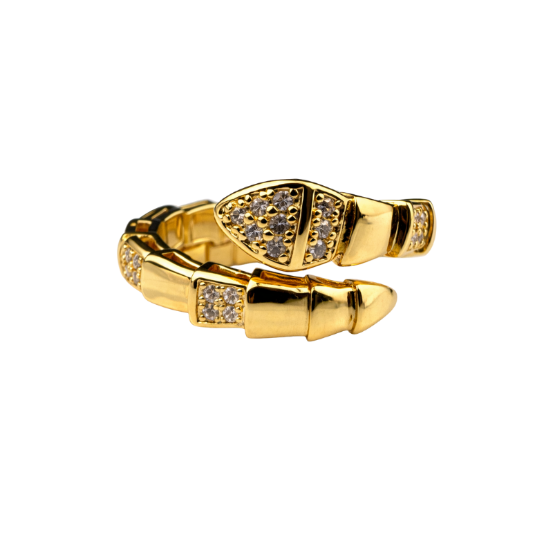 Bague Serpent Pavé – Gold – Front