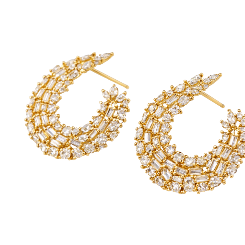 Boucles d’Oreilles Créoles Cristal Mix old Close up .