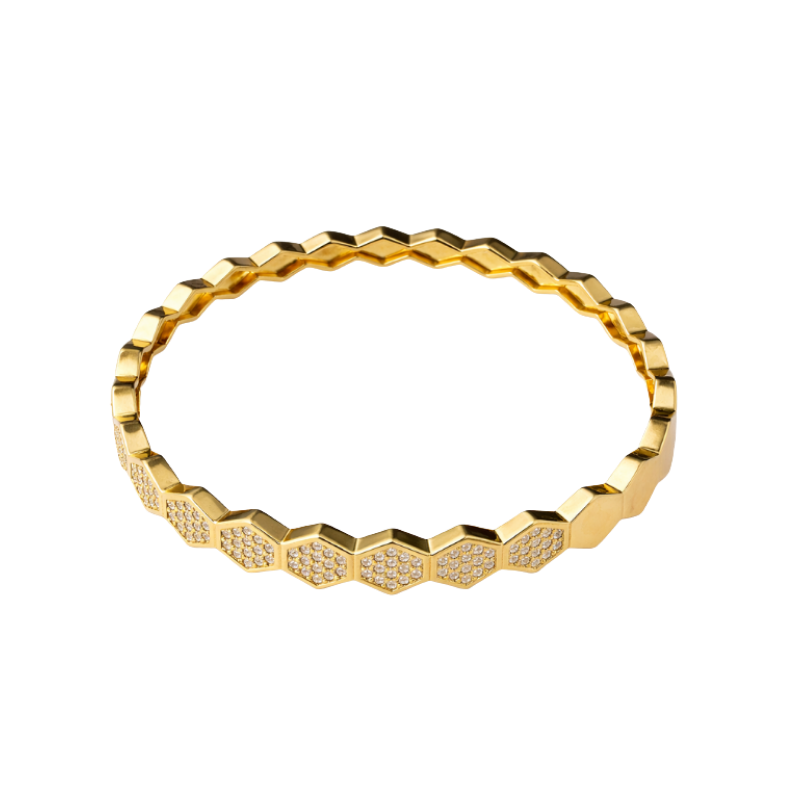 Bracelet Hexa Pavé Gold Front .