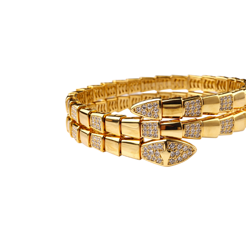 Bracelet Serpent Pavé – Gold – Close up