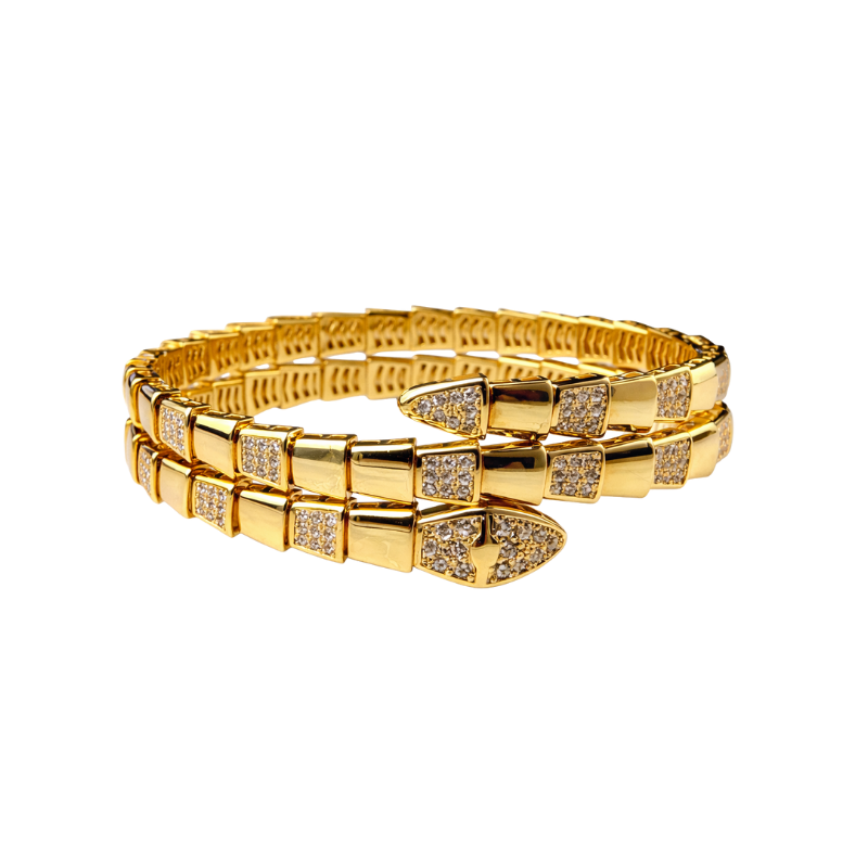 Bracelet Serpent Pavé – Gold – Front