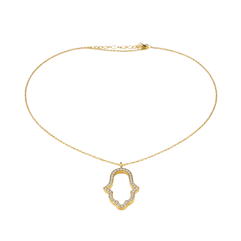 Collier Lock Outline Pave Gold Front .