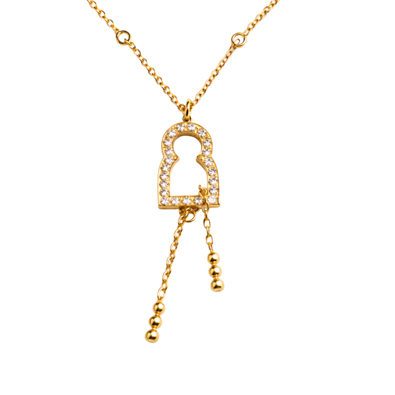 Collier Lock Outline – Gold – Close up .