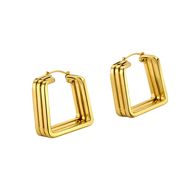 Présence Boucles d’oreilles carrées – Gold .