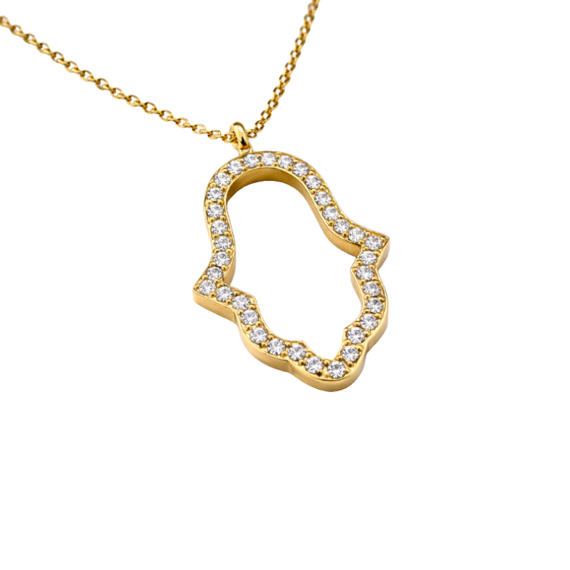 collier lock outline pave gold Close up .